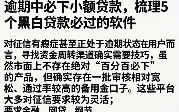 逾期中必下小额贷款，梳理5个黑白贷款必过的软件