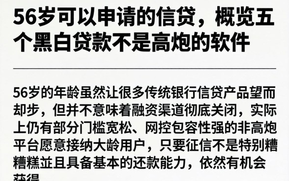 56岁可以申请的信贷，概览五个黑白贷款不是高炮的软件