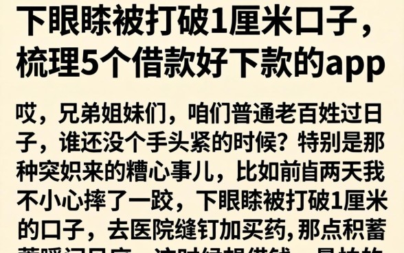 下眼睑被打破1厘米的口子，梳理5个借款好下款的app