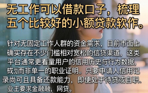 无工作可以借款的口子，梳理五个比较好的小额贷款软件