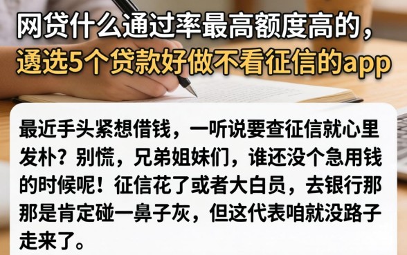 网贷什么通过率最高额度高的，遴选5个贷款好做不看征信的app