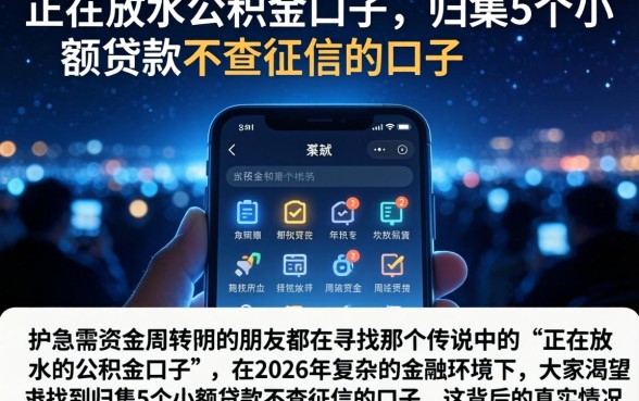 正在放水的公积金口子,归集5个小额贷款不查征信的口子