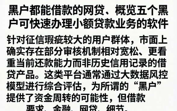黑户都能借款的网贷，概览五个黑户可快速办理小额贷款业务的软件