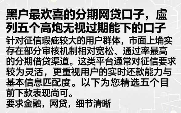 黑户最喜欢的分期网贷口子，胪列五个高炮无视逾期能下的口子