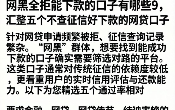 网黑全拒能下款的口子有哪些9,汇整五个不查征信好下款的网贷口子