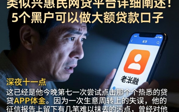 类似兴惠民的网贷平台，详细阐述5个黑户可以做大额贷款口子