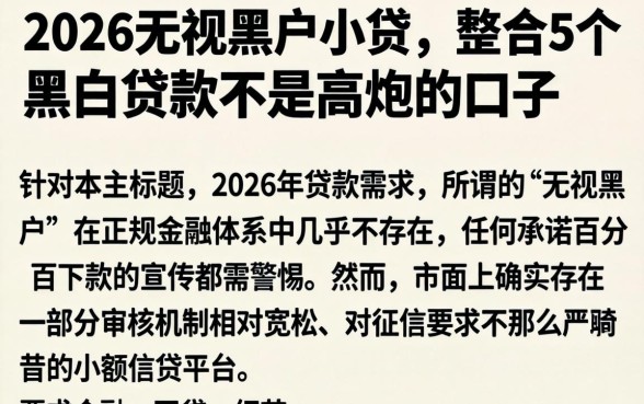 2026无视黑户小贷，整合5个黑白贷款不是高炮的口子