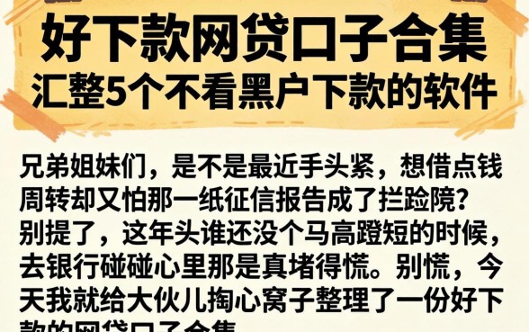 好下款的网贷口子合集，汇整5个不看黑户下款的软件