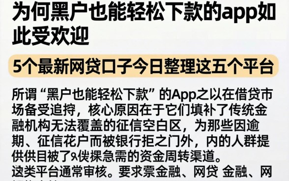为何黑户也能轻松下款的app如此受欢迎，细致阐述5个最新网贷口子今日整理这五个平台