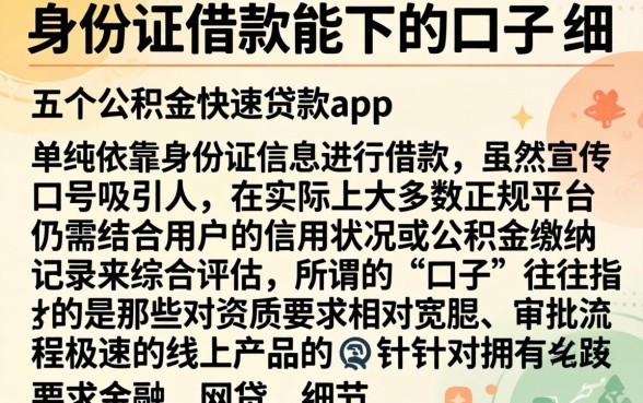 身份证借款能下的口子，细致阐述五个公积金快速贷款app