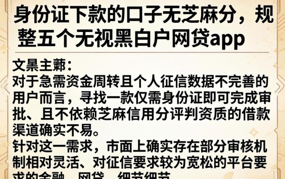 身份证下款的口子无芝麻分,规整五个无视黑白户网贷app