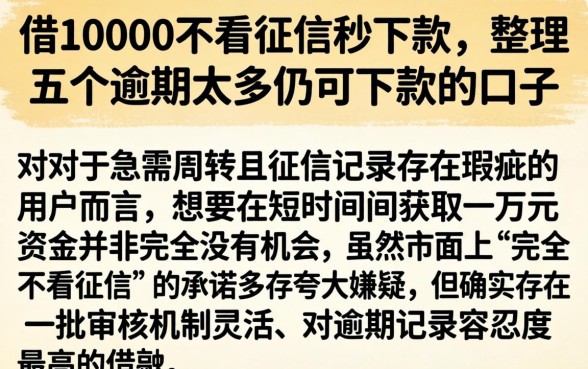 借10000不看征信秒下款，整理五个逾期太多仍可下款的口子