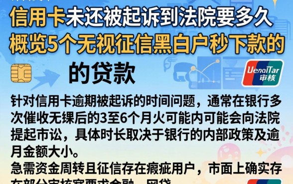 信用卡未还被起诉到法院要多久，概览5个无视征信黑白户秒下款的贷款