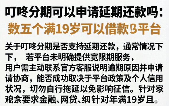 叮咚分期可以申请延期还款吗，枚举五个满19岁可以借款的平台