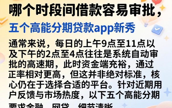 哪个时间段借款容易审批,细致阐述五个高能分期贷款app新秀