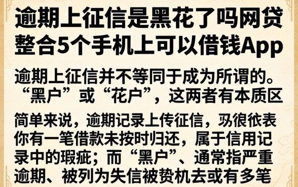 逾期上征信是黑花了吗网贷,整合5个手机上可以借钱的app