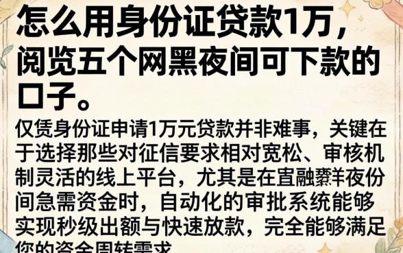 怎么用身份证贷款1万，概览五个网黑夜间可下款的口子