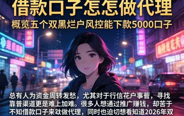 借款口子怎么做代理，概览五个双黑烂户风控能下款5000口子