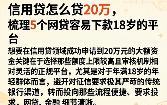 信用贷怎么贷20万，梳理5个网贷容易下款18岁的平台