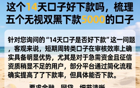 这个14天的口子好下款吗，梳理五个无视双黑下款5000的口子