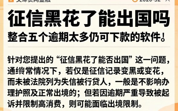 征信黑花了的能出国吗,整合五个逾期太多仍可下款的软件