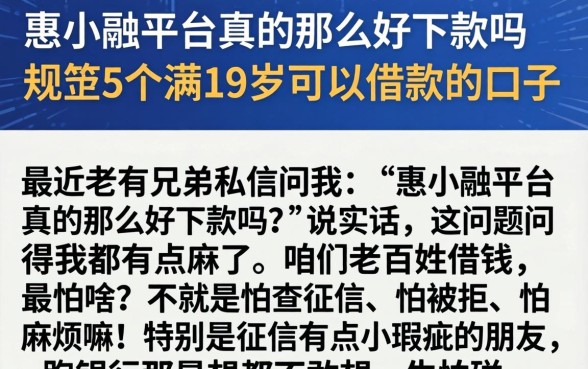 惠小融平台真的那么好下款吗,规整5个满19岁可以借款的口子