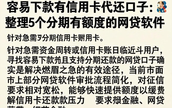 容易下款的信用卡代还口子，整理5个分期有额度的网贷软件