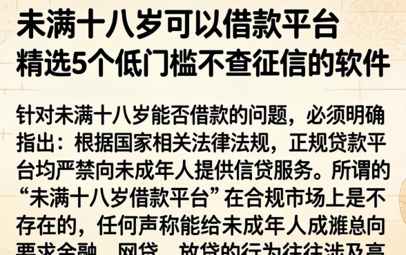 未满十八岁可以借款的平台，精选5个低门槛不查征信的软件