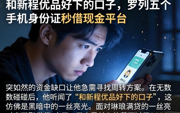 和新程优品好下的口子，罗列五个手机身份证秒借现金的平台