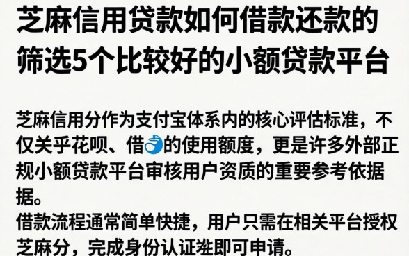 芝麻信用贷款如何借款还款的，筛选5个比较好的小额贷款平台