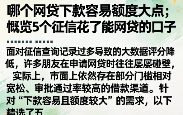哪个网贷下款容易额度大点，概览5个征信花了能网贷的口子