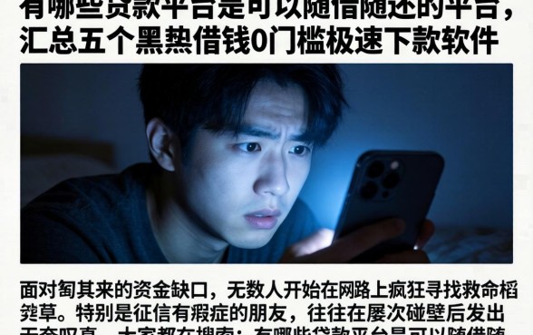 有哪些贷款平台是可以随借随还的平台，汇总五个黑户借钱0门槛极速下款软件