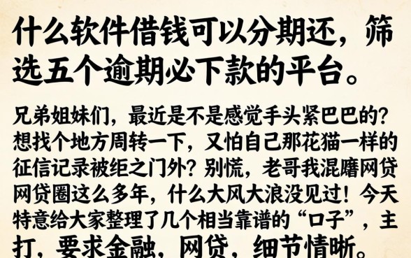 什么软件借钱可以分期还,筛选五个逾期必下款的平台