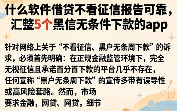 什么软件借贷不看征信报告可靠，汇整5个黑户无条件下款的app