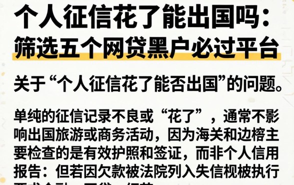 个人征信花了能出国吗，筛选五个网贷黑户必过平台