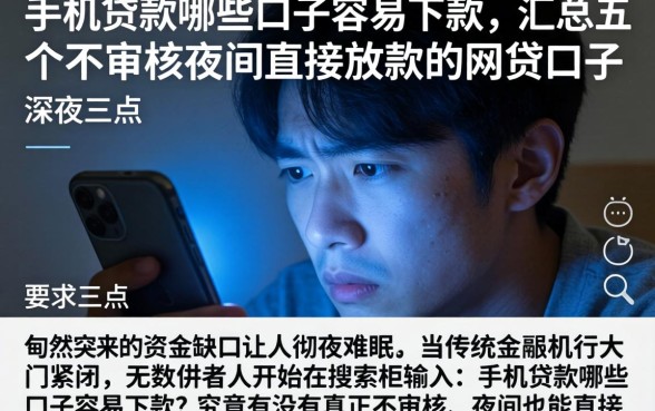 手机贷款哪些口子容易下款，汇总五个不审核夜间直接放款的网贷口子
