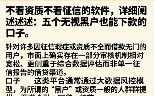 不看资质不看征信的软件，详细阐述五个无视黑户也能下款的口子