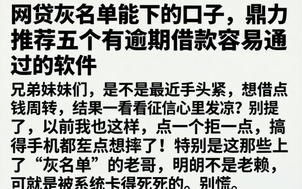 网贷灰名单能下的口子，鼎力推荐五个有逾期借款容易通过的软件