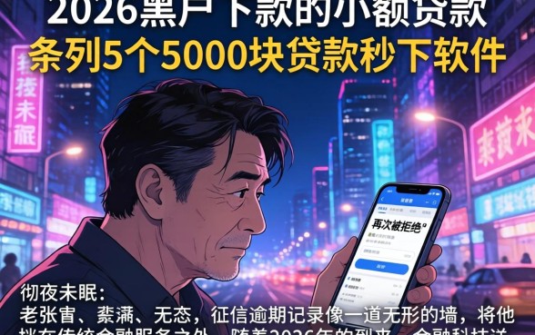 2026黑户下款的小额贷款,条列5个5000块贷款秒下软件