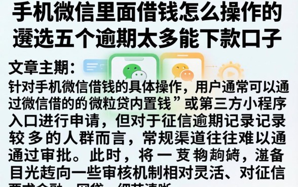 手机微信里面借钱怎么操作的,遴选五个逾期太多能下款口子