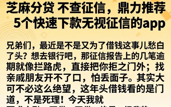 芝麻分贷 不查征信,鼎力推荐5个快速下款无视征信的app
