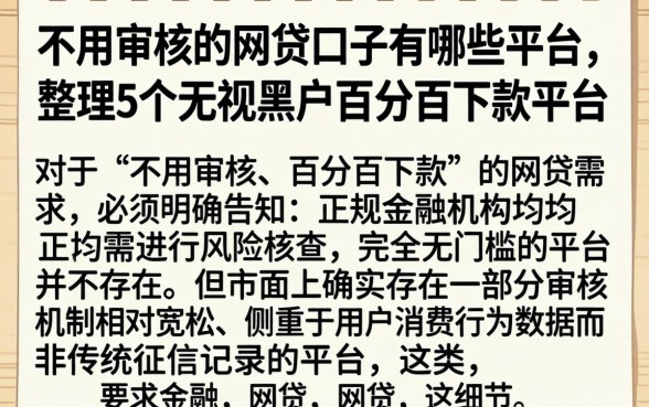 不用审核的网贷口子有哪些平台，整理5个无视黑户百分百下款平台
