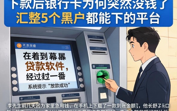 下款后银行卡为何突然没钱了,汇整5个黑户都能下的平台