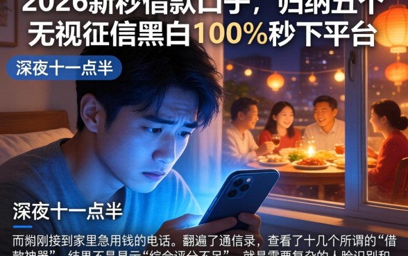 2026新秒借款口子，归纳五个无视征信黑白100%秒下平台