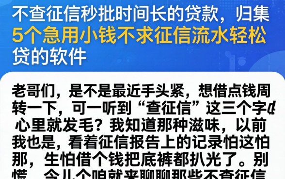 不查征信秒批时间长的贷款，归集5个急用小钱不求征信流水轻松贷的软件