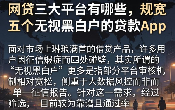 网贷三大平台有哪些，规整五个无视黑白户的贷款app