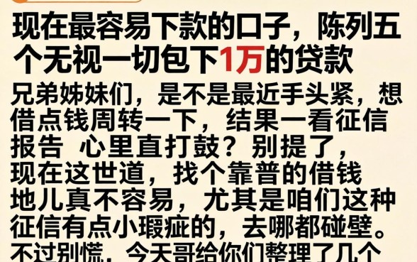 现在最容易下款的口子，陈列五个无视一切包下1万的贷款