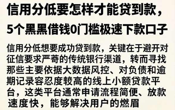 信用分低要怎样才能贷到款，条列5个黑户借钱0门槛极速下款口子