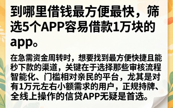 到哪里借钱最方便最快，筛选5个APP容易借款1万块的app