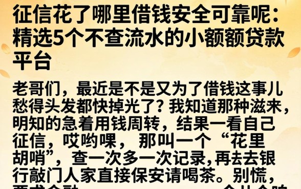 征信花了哪里借钱安全可靠呢，精选5个不查流水的小额度贷款平台